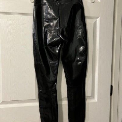 Leggings Pants SPANX Faux Patent Leather Liquid Gloss Black Size Small